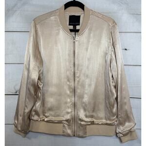 Harlowe & Graham NWT‎ Beige Satin Jacket M Chic Trendy Nordstrom
